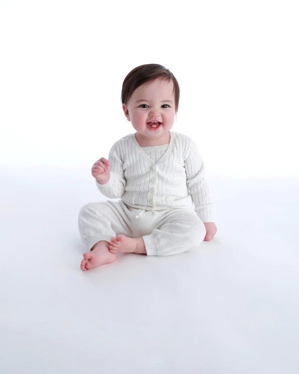 7AM - Cardigan - Ribbed Mother & Baby Seashell 12 - 18M