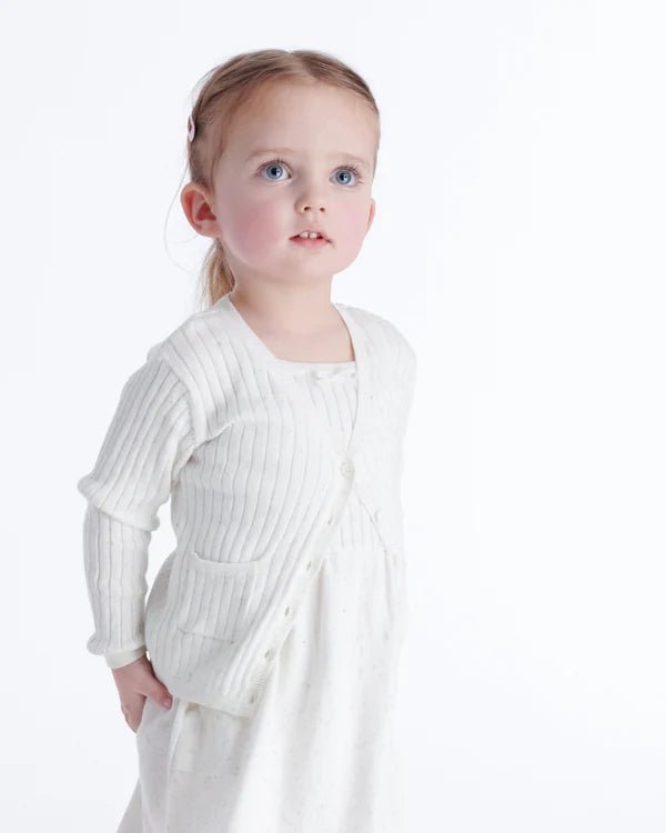 7AM - Cardigan - Ribbed Mother & Baby Seashell 12 - 18M