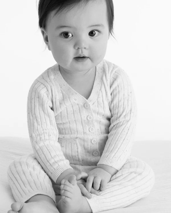 7AM - Cardigan - Ribbed Mother & Baby Seashell 12 - 18M