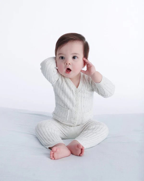 7AM - Cardigan - Ribbed Mother & Baby Seashell 12 - 18M