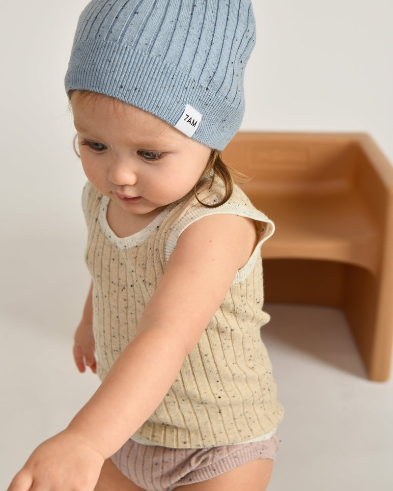 7AM - Cotton Beanie Mother & Baby Lake Blue 18 - 24M