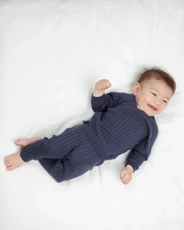 7AM - Cotton Leggings - Ribbed Mother & Baby Navy 0 - 3M