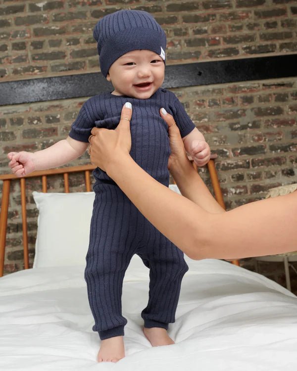 7AM - Cotton Leggings - Ribbed Mother & Baby Navy 0 - 3M