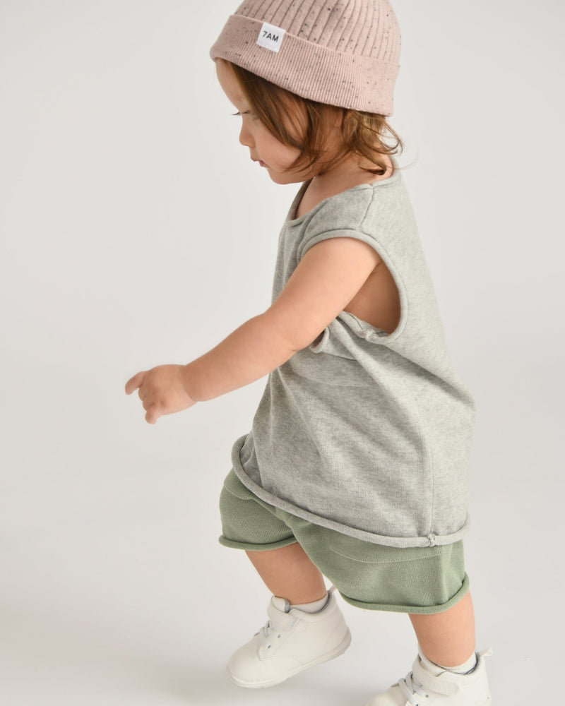 7AM - Cotton Slouchy Shorts | Baby & Toddler Shorts Apparel & Accessories Heather Grey 6 - 12M