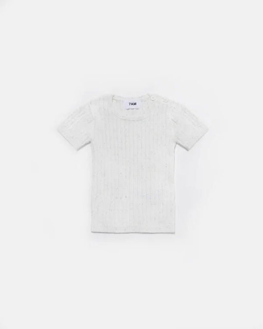 7AM - Cotton Tee - Ribbed Mother & Baby White 0 - 3M