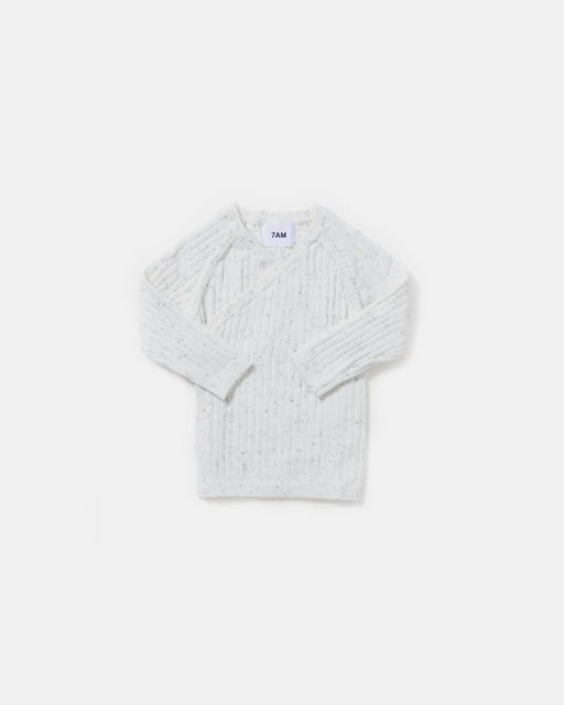 7AM - Cotton Wrap Top - Ribbed Apparel & Accessories White 3 - 6M