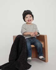 7AM - Cushy Ribbed Blanket - Fuzzy Mother & Baby Pecan Kids