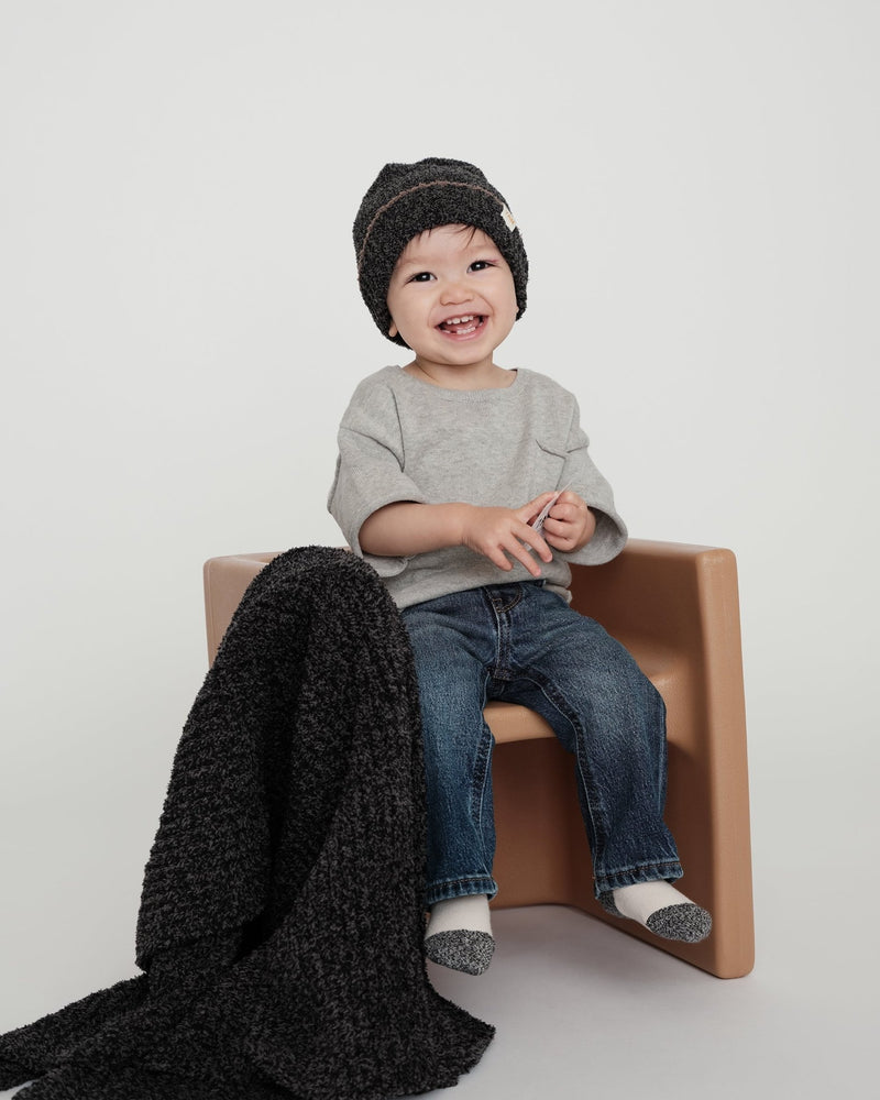 7AM - Cushy Ribbed Blanket - Fuzzy Mother & Baby Pecan Kids