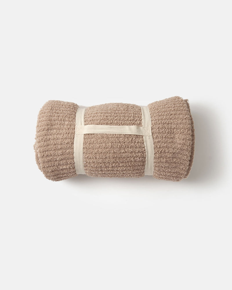 7AM - Cushy Ribbed Blanket - Fuzzy Mother & Baby Pecan Kids