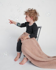 7AM - Cushy Ribbed Blanket - Fuzzy Mother & Baby Pecan Kids