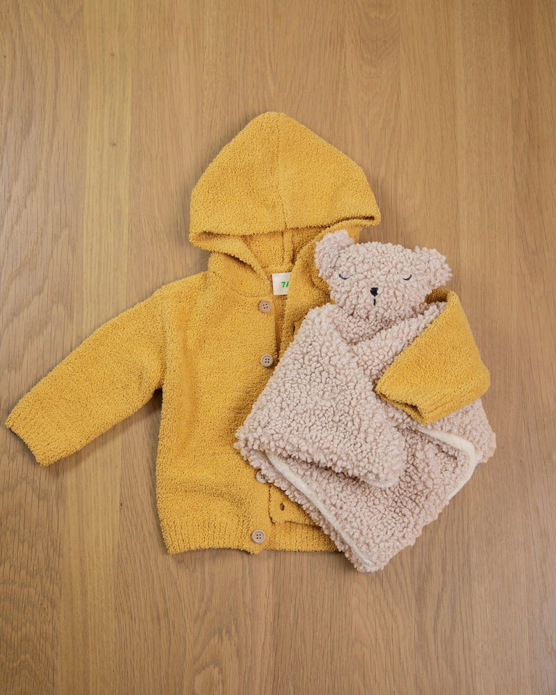7AM - Hooded Cardigan - Fuzzy Apparel & Accessories Ecru 9 - 12M