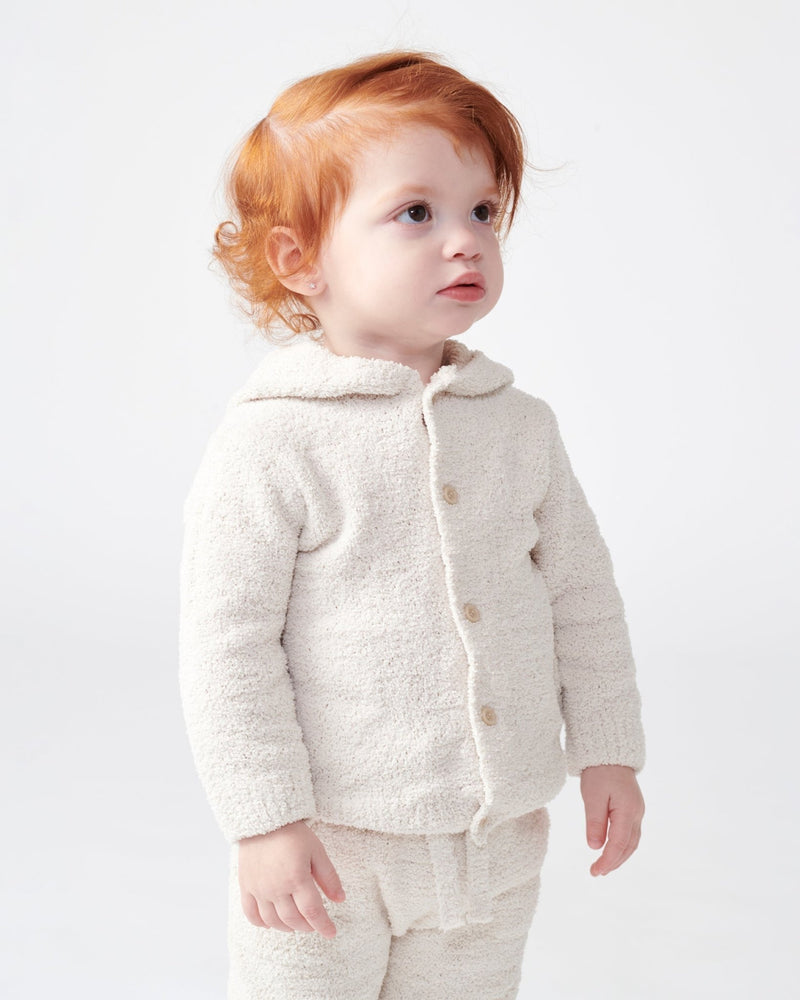 7AM - Hooded Cardigan - Fuzzy Apparel & Accessories Ecru 9 - 12M