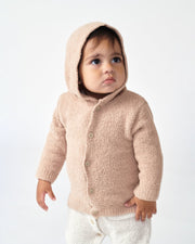 7AM - Hooded Cardigan - Fuzzy Apparel & Accessories Ecru 9 - 12M