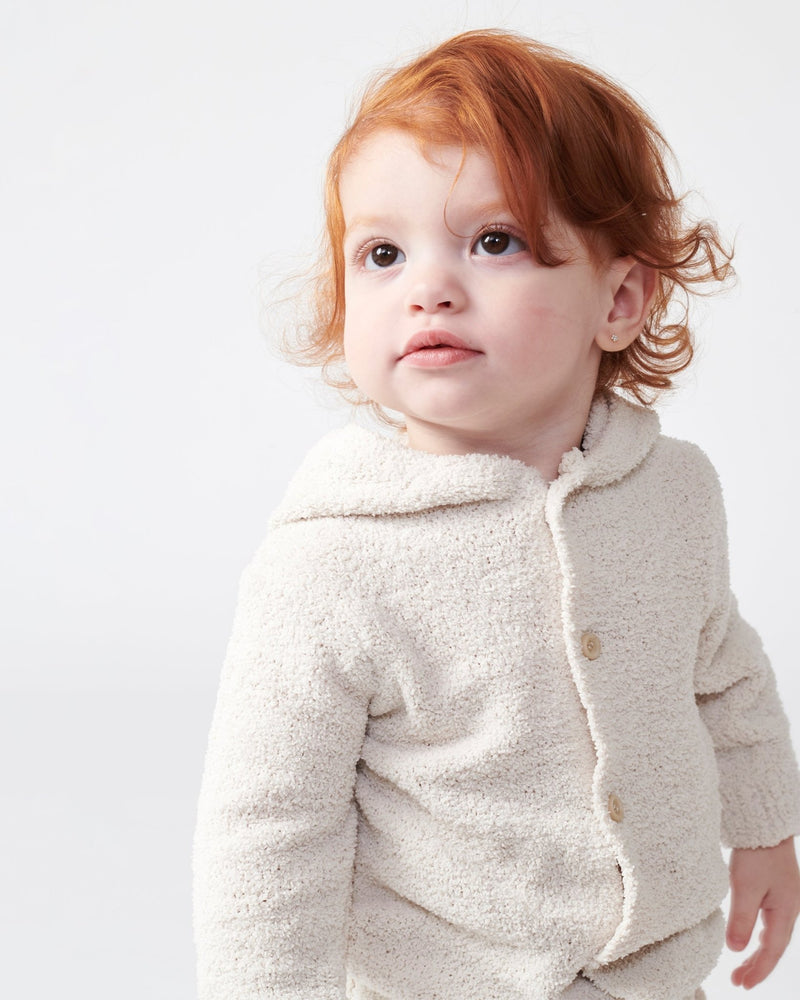 7AM - Hooded Cardigan - Fuzzy Apparel & Accessories Ecru 9 - 12M