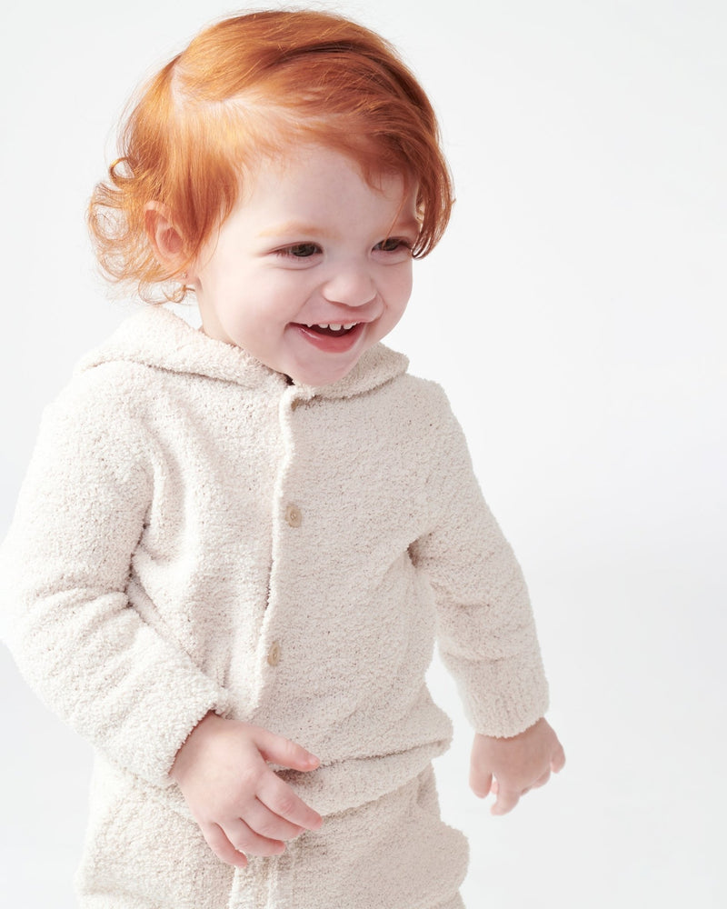 7AM - Hooded Cardigan - Fuzzy Apparel & Accessories Ecru 9 - 12M