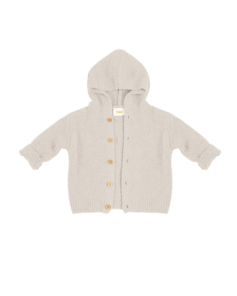 7AM - Hooded Cardigan - Fuzzy Apparel & Accessories Ecru 9 - 12M