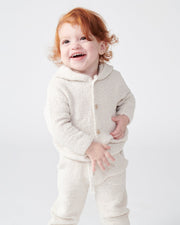 7AM - Hooded Cardigan - Fuzzy Apparel & Accessories Ecru 9 - 12M