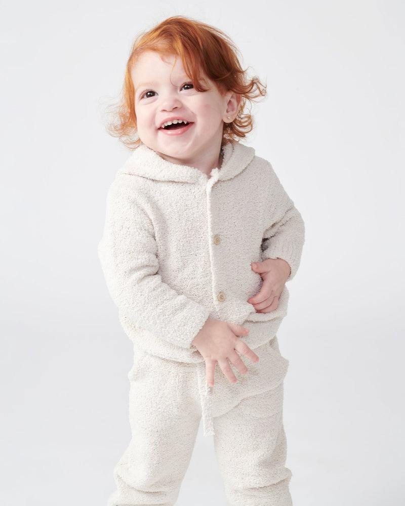 7AM - Hooded Cardigan - Fuzzy Apparel & Accessories Ecru 9 - 12M