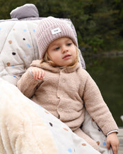 7AM - Hooded Cardigan - Fuzzy Apparel & Accessories Ecru 9 - 12M