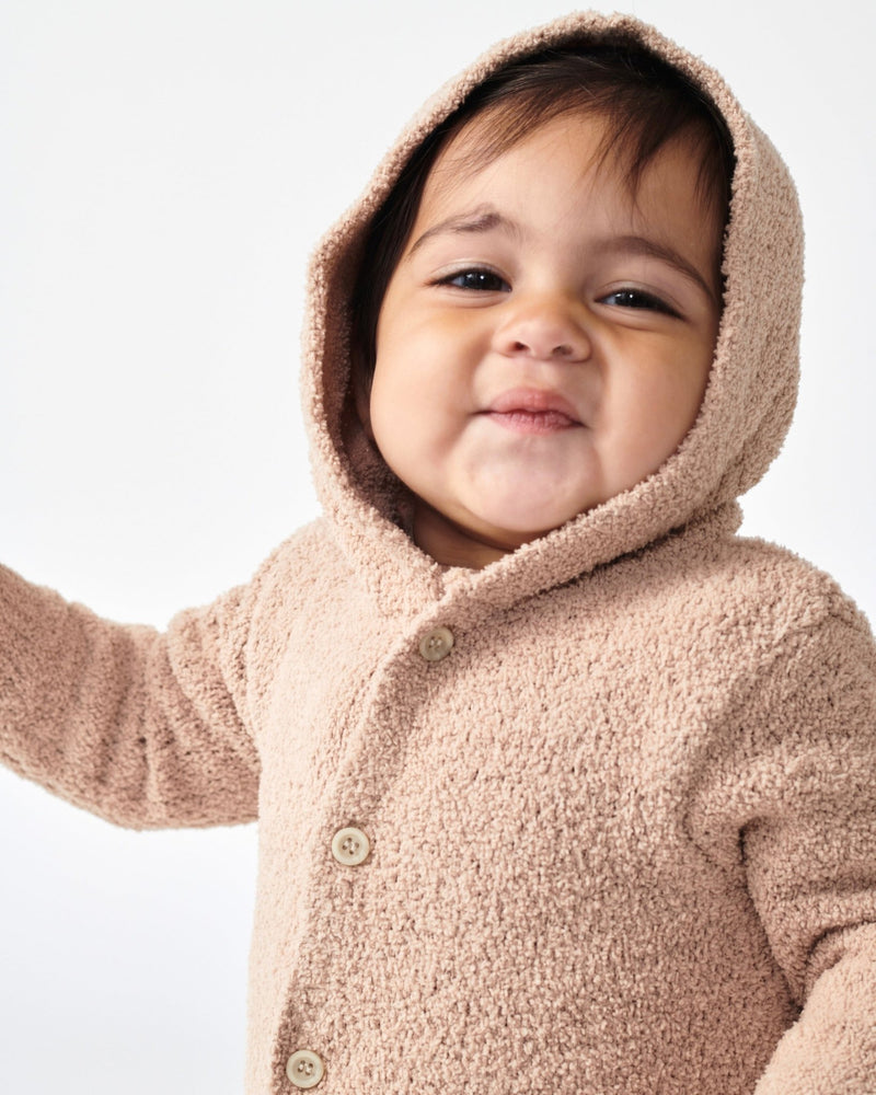 7AM - Hooded Cardigan - Fuzzy Apparel & Accessories Ecru 9 - 12M
