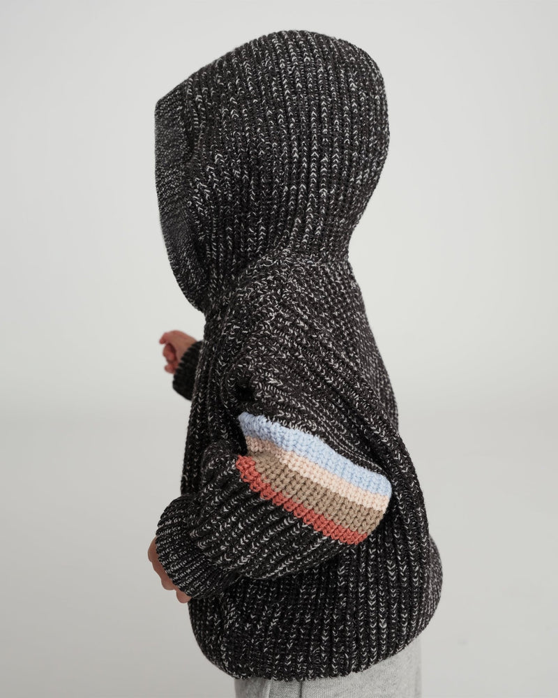 7AM - Hooded Sweater Chunky Apparel & Accessories Black Melange 12 - 18M