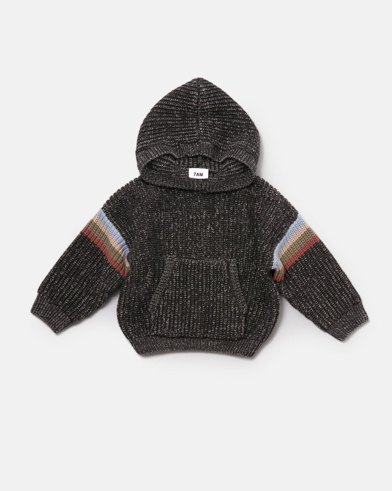 7AM - Hooded Sweater Chunky Apparel & Accessories Black Melange 12 - 18M