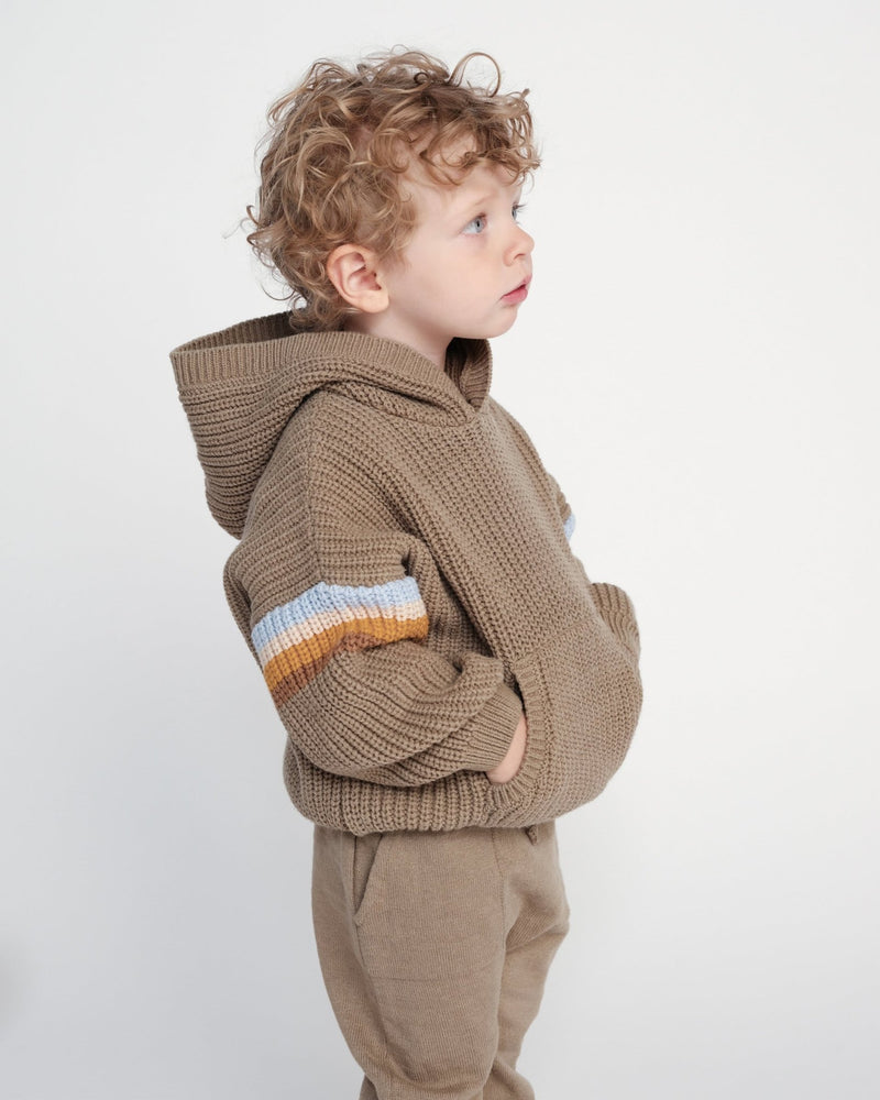 7AM - Hooded Sweater Chunky Apparel & Accessories Black Melange 12 - 18M