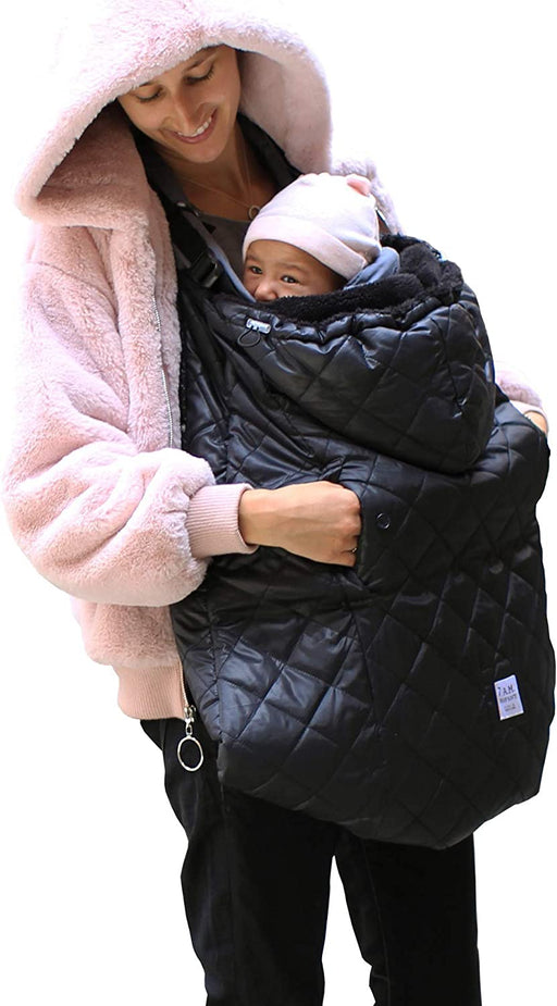 7AM - K - Poncho Mother & Baby Black Plush