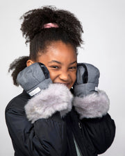 7AM - Kids Scooter Warmmuffs - Tundra - Heather Grey Dark Faux Fur - 2 - 4T
