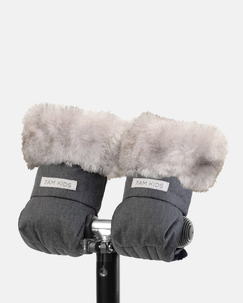 7AM - Kids Scooter Warmmuffs - Tundra - Heather Grey Dark Faux Fur - 2 - 4T