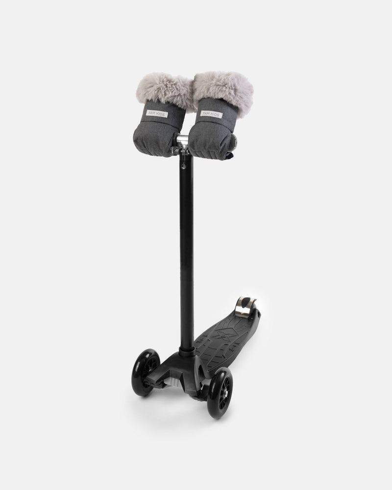 7AM - Kids Scooter Warmmuffs - Tundra - Heather Grey Dark Faux Fur - 2 - 4T