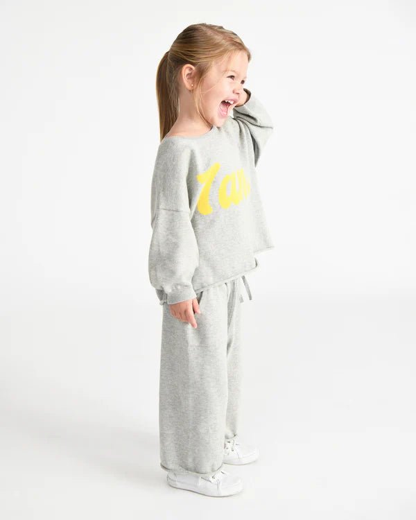 7AM - Logo Boxy Long Sleeve Top | Heather Grey - 4 - 5Y Apparel & Accessories