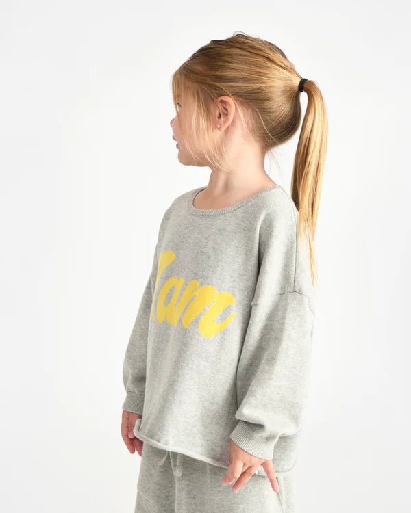 7AM - Logo Boxy Long Sleeve Top | Heather Grey - 4 - 5Y Apparel & Accessories