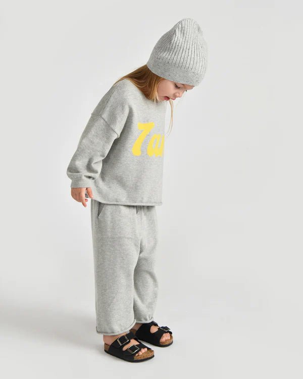 7AM - Logo Boxy Long Sleeve Top | Heather Grey - 4 - 5Y Apparel & Accessories