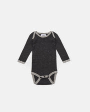 7AM - Long Sleeve Bodysuit - Hug Me Mother & Baby Black Melange 9 - 12M