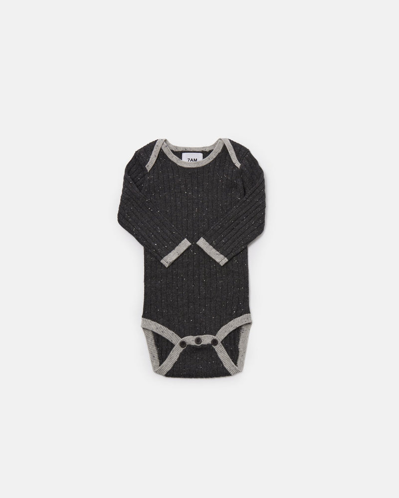 7AM - Long Sleeve Bodysuit - Hug Me Mother & Baby Heather Grey 0 - 3M