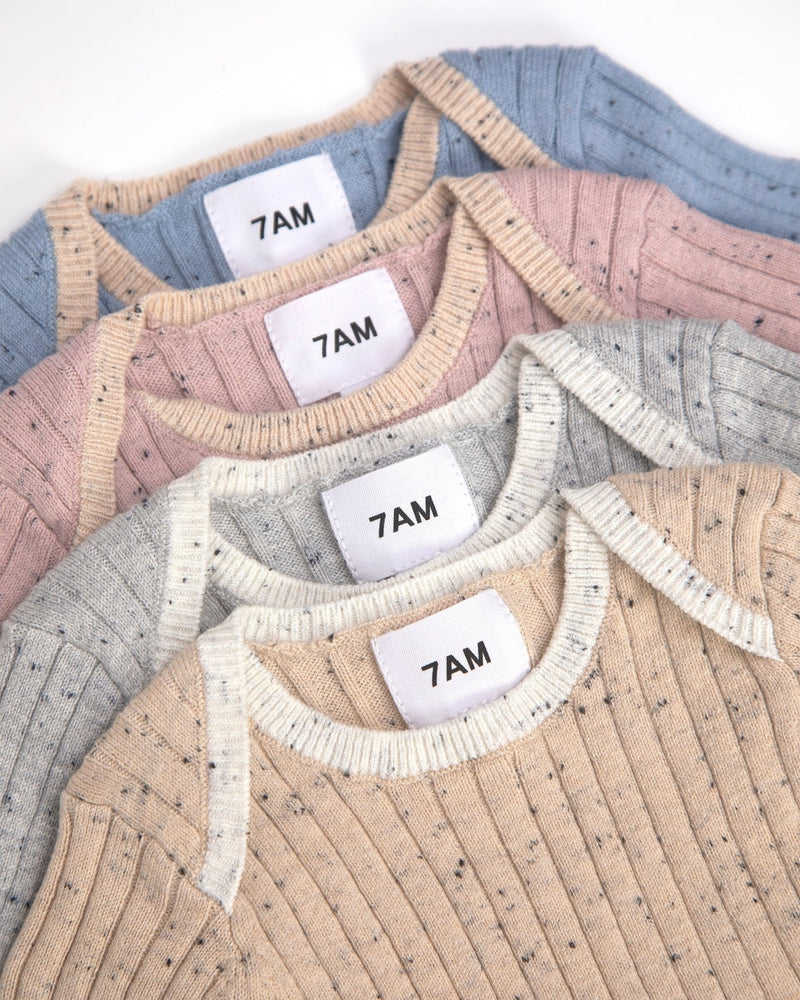 7AM - Long Sleeve Bodysuit - Hug Me Mother & Baby Heather Grey 0 - 3M