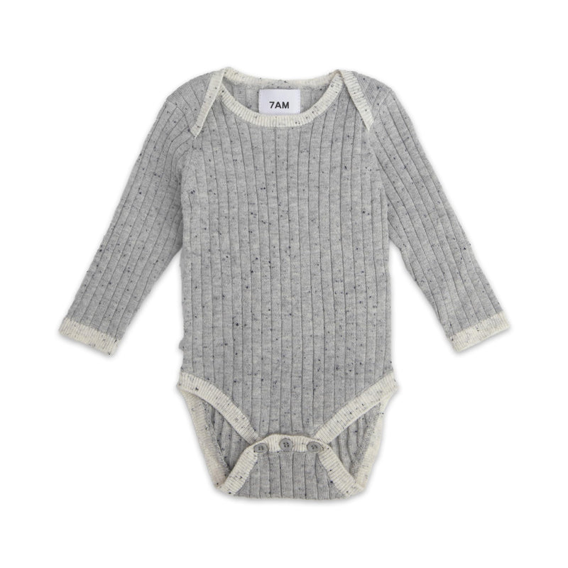 7AM - Long Sleeve Bodysuit - Hug Me Mother & Baby Heather Grey 0 - 3M