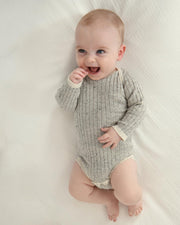 7AM - Long Sleeve Bodysuit - Hug Me Mother & Baby Heather Grey 12 - 18M