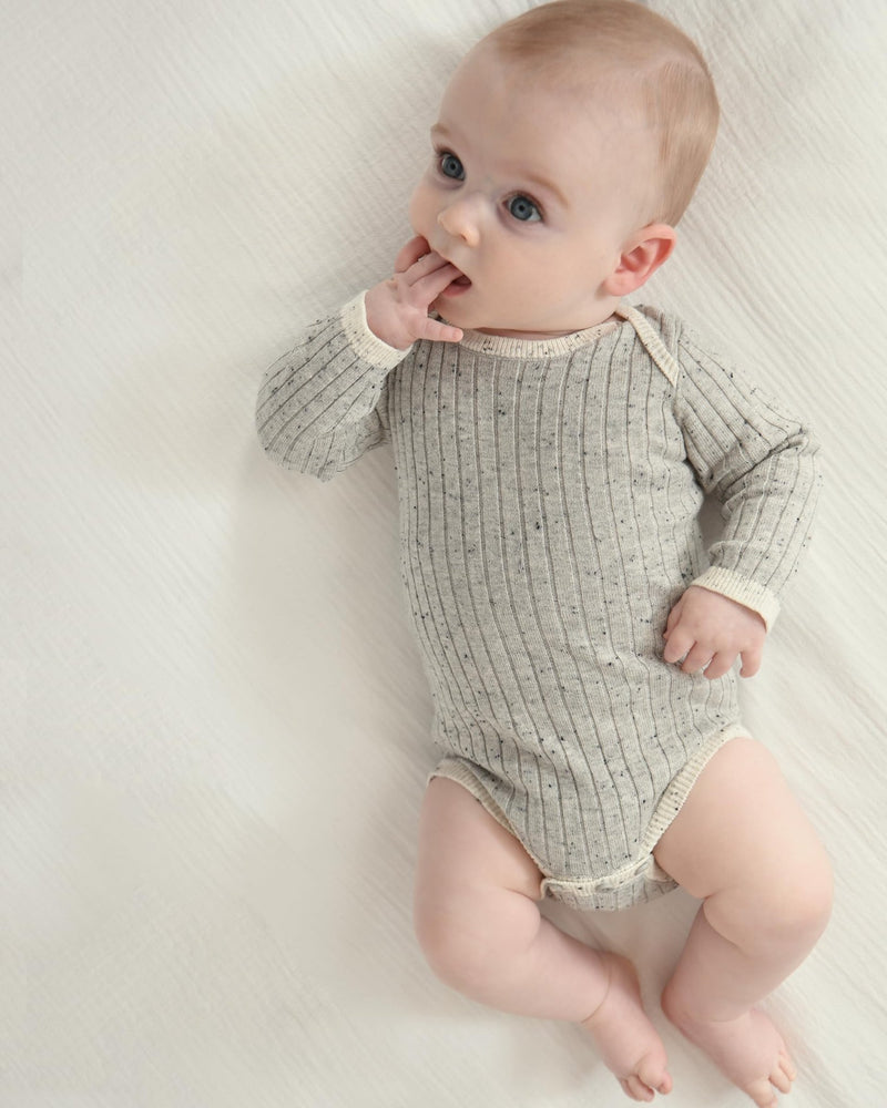 7AM - Long Sleeve Bodysuit - Hug Me Mother & Baby Heather Grey 12 - 18M