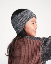7AM - Long Sleeve Boxy Sweater - Chunky Mother & Baby Black Melange, Brown 6 - 12M