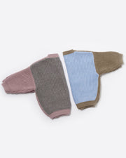7AM - Long Sleeve Boxy Sweater - Chunky Mother & Baby Black Melange, Brown 6 - 12M