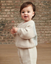 7AM - Long Sleeve Boxy Sweater - Chunky Mother & Baby Ecru, Pearl Grey 6 - 12M