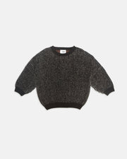 7AM - Long Sleeve Boxy Sweater - Chunky Mother & Baby Olive, Blue 6 - 12M