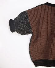 7AM - Long Sleeve Boxy Sweater - Chunky Mother & Baby Olive, Blue 6 - 12M