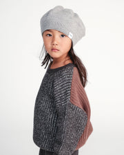 7AM - Long Sleeve Boxy Sweater - Chunky Mother & Baby Olive, Blue 6 - 12M