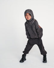 7AM - Long Sleeve Boxy Sweater - Chunky Mother & Baby Olive, Blue 6 - 12M