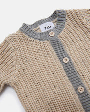 7AM - Long Sleeve Jumpsuit - Chunky Mother & Baby Black Melange/Brown 0 - 3M