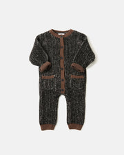 7AM - Long Sleeve Jumpsuit - Chunky Mother & Baby Heather Grey/Black 0 - 3M