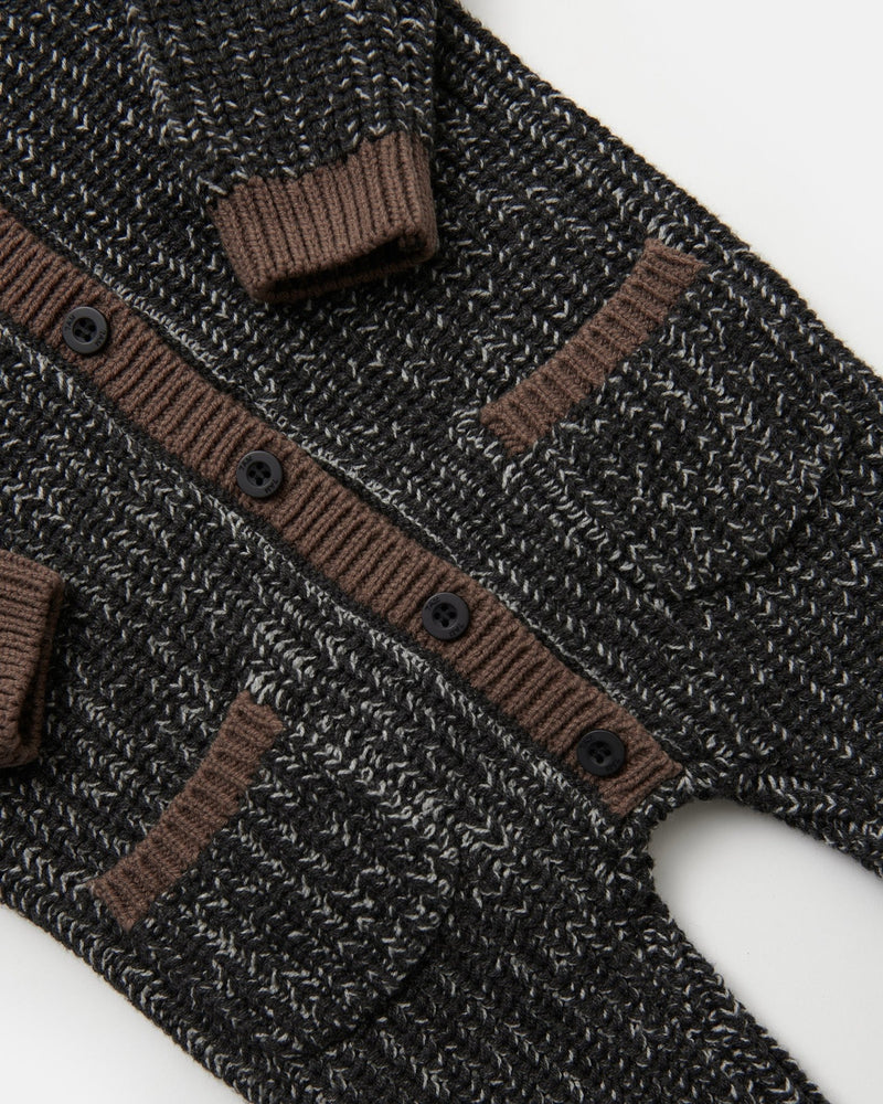 7AM - Long Sleeve Jumpsuit - Chunky Mother & Baby Heather Grey/Black 0 - 3M